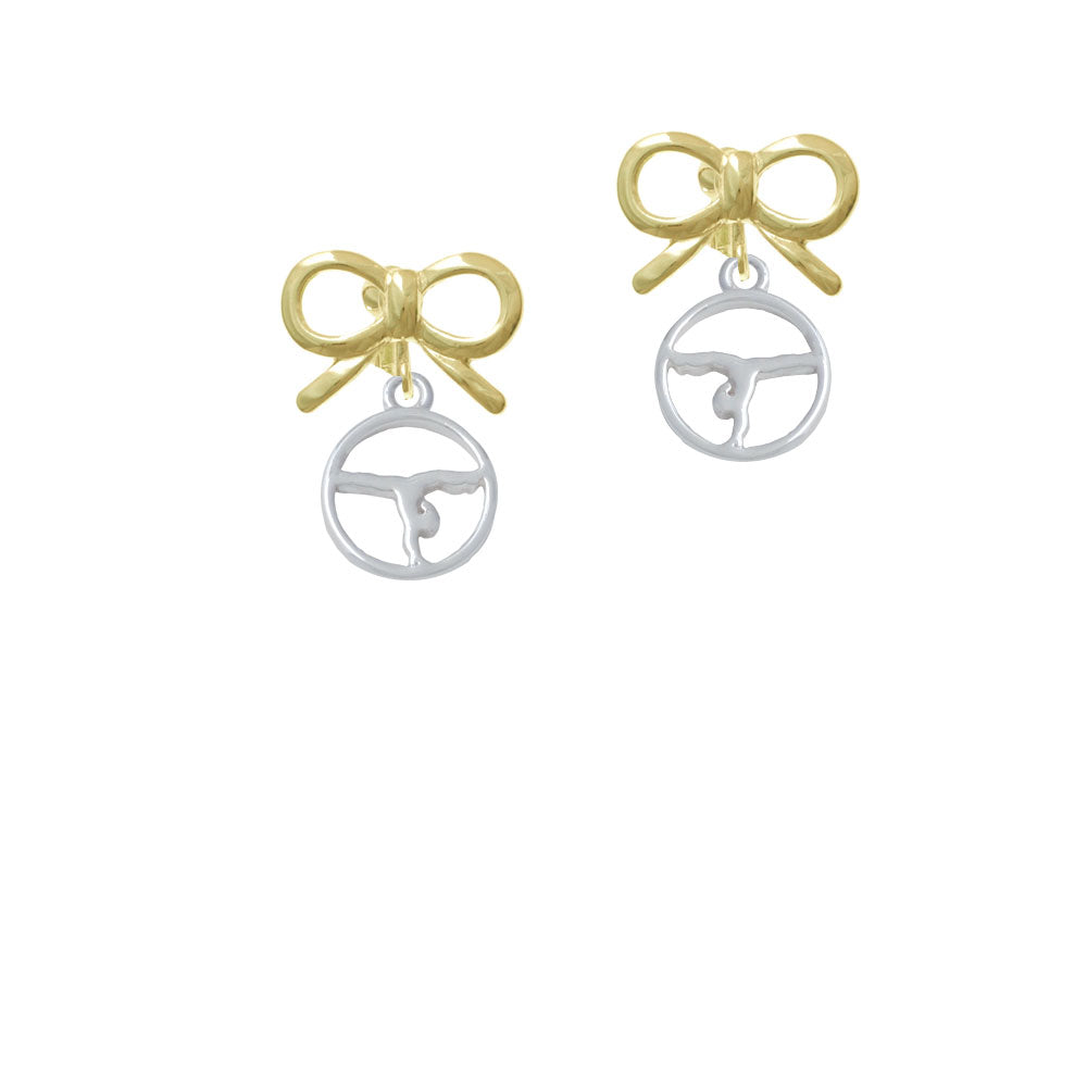 Gymnast Silhouette in 1/2 Disc Crystal Clip On Earrings Image 10