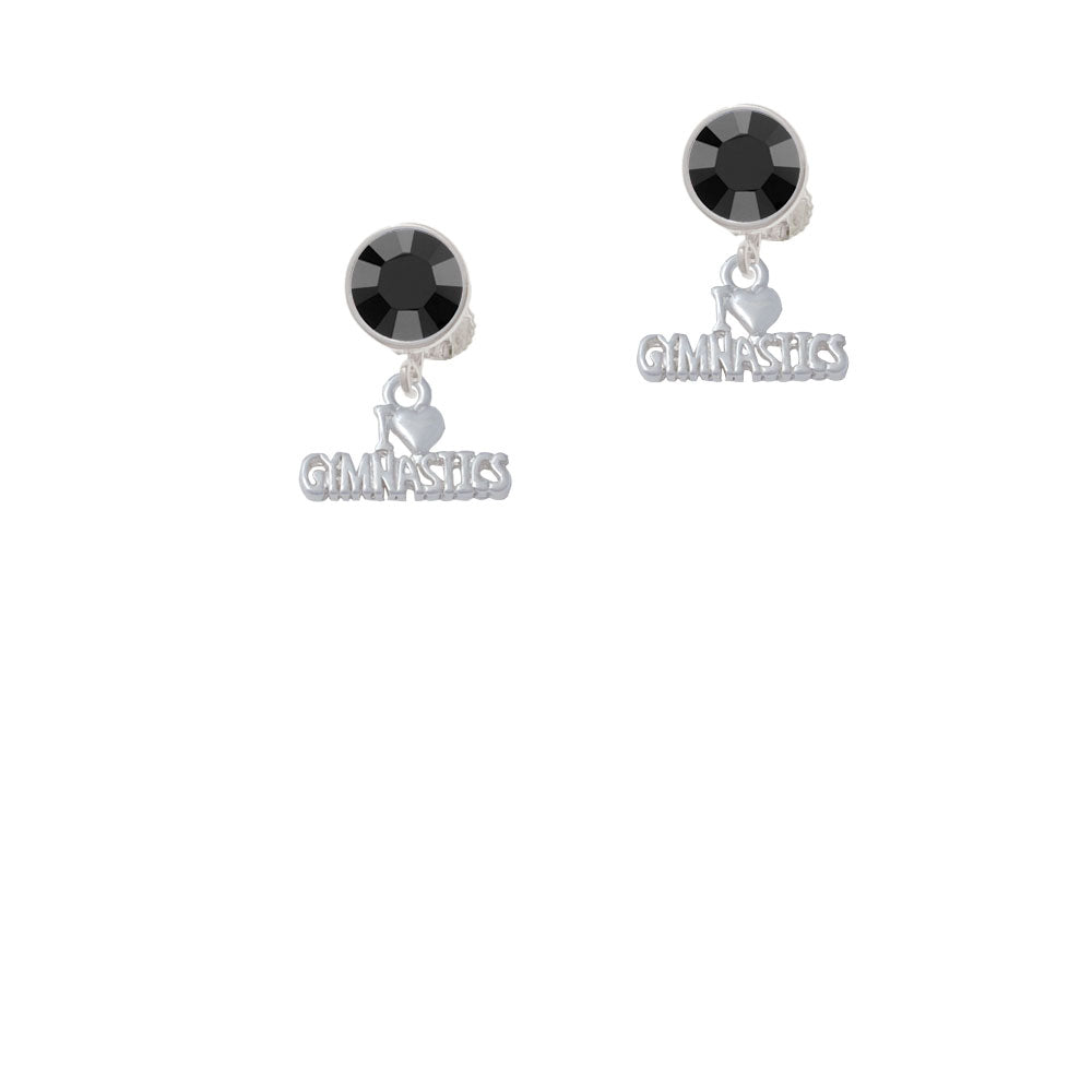 I Heart Gymnastics Crystal Clip On Earrings Image 3