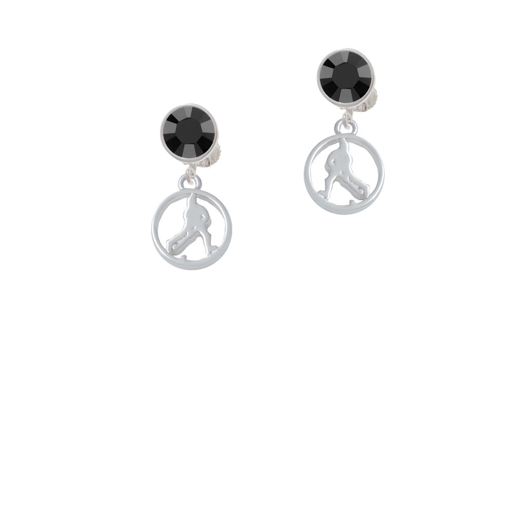 Field Hockey Player Silhouette in 1/2 Disc Crystal Clip On Earrings Image 3