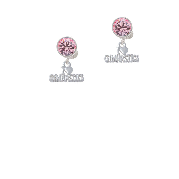 I Heart Gymnastics Crystal Clip On Earrings Image 4