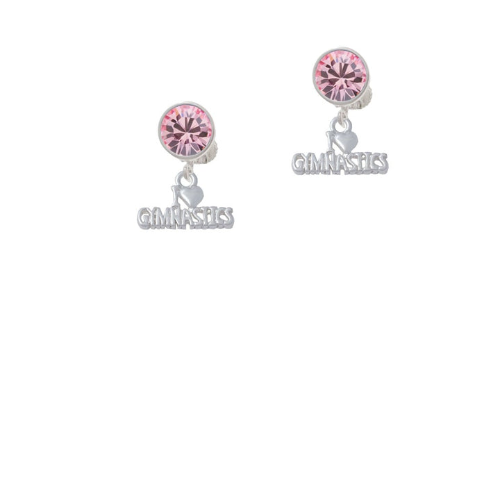 I Heart Gymnastics Crystal Clip On Earrings Image 1