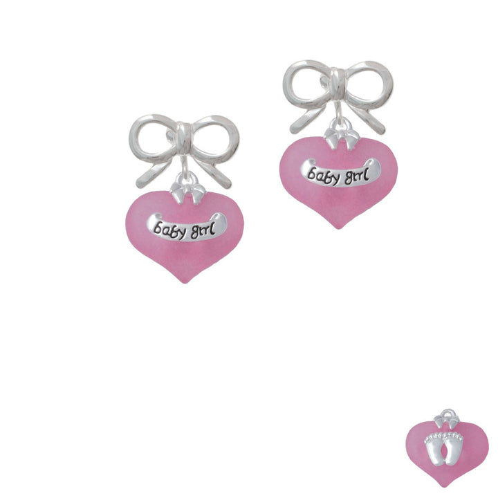 Baby Girl Pink Heart with Baby Feet Crystal Clip On Earrings Image 9