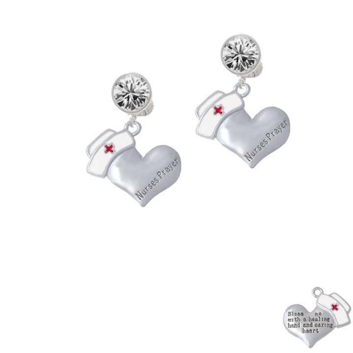 Nurses Prayer Heart - Healing Hand Crystal Clip On Earrings Image 2