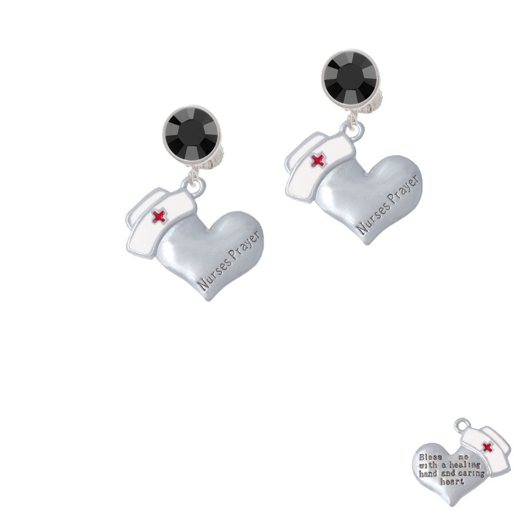 Nurses Prayer Heart - Healing Hand Crystal Clip On Earrings Image 3