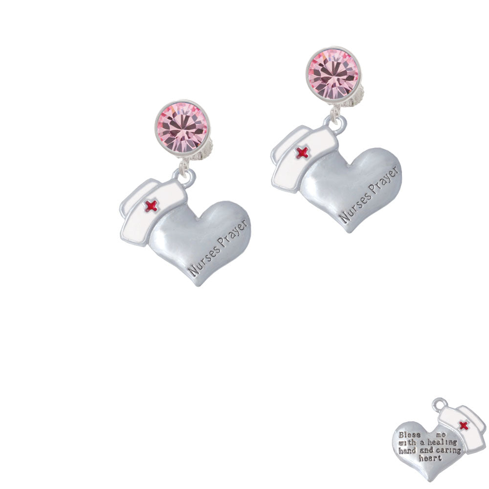 Nurses Prayer Heart - Healing Hand Crystal Clip On Earrings Image 4