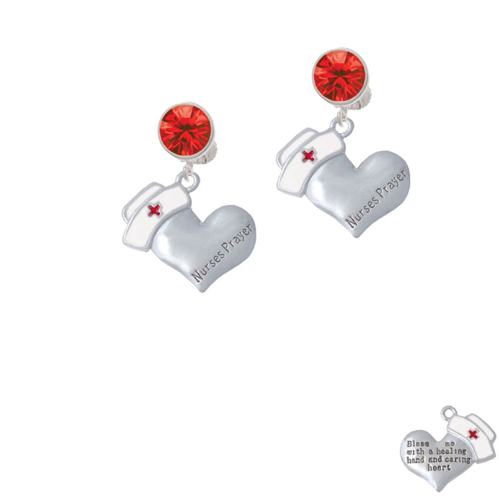 Nurses Prayer Heart - Healing Hand Crystal Clip On Earrings Image 4