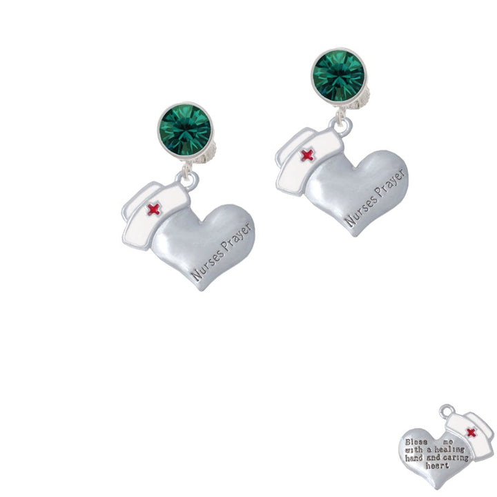 Nurses Prayer Heart - Healing Hand Crystal Clip On Earrings Image 1