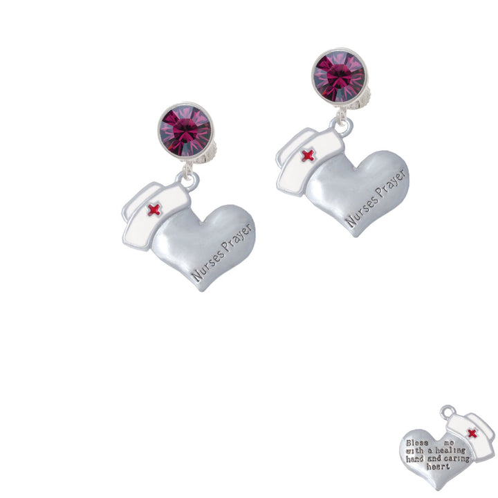 Nurses Prayer Heart - Healing Hand Crystal Clip On Earrings Image 8