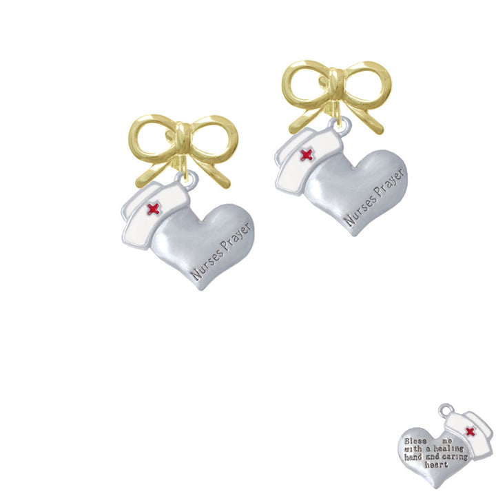 Nurses Prayer Heart - Healing Hand Crystal Clip On Earrings Image 10