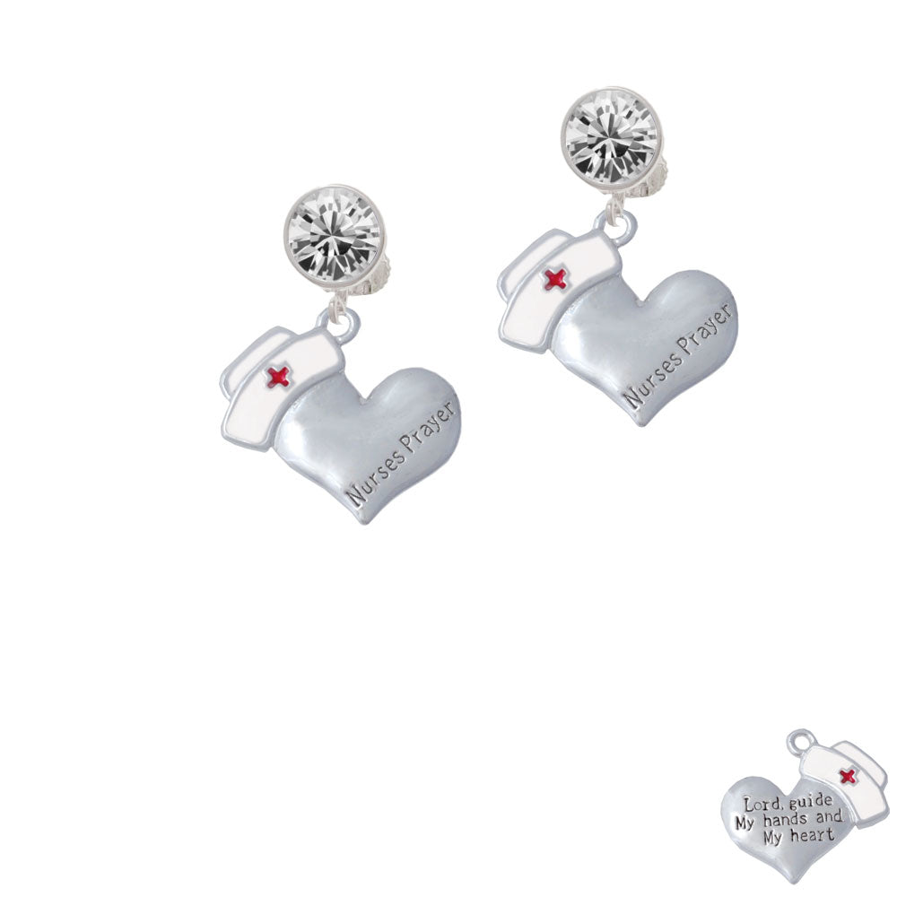 Nurses Prayer Heart - Lord Guide Crystal Clip On Earrings Image 2