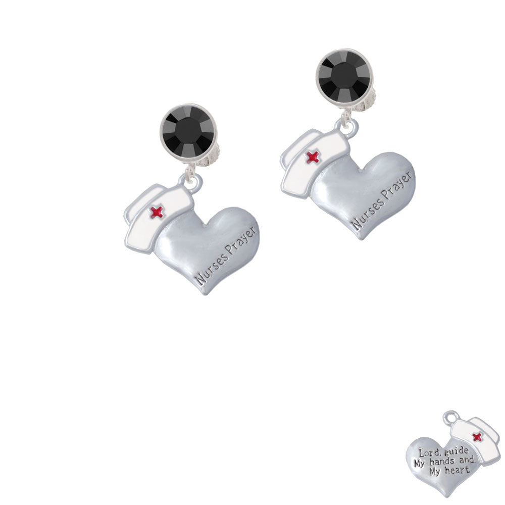 Nurses Prayer Heart - Lord Guide Crystal Clip On Earrings Image 3