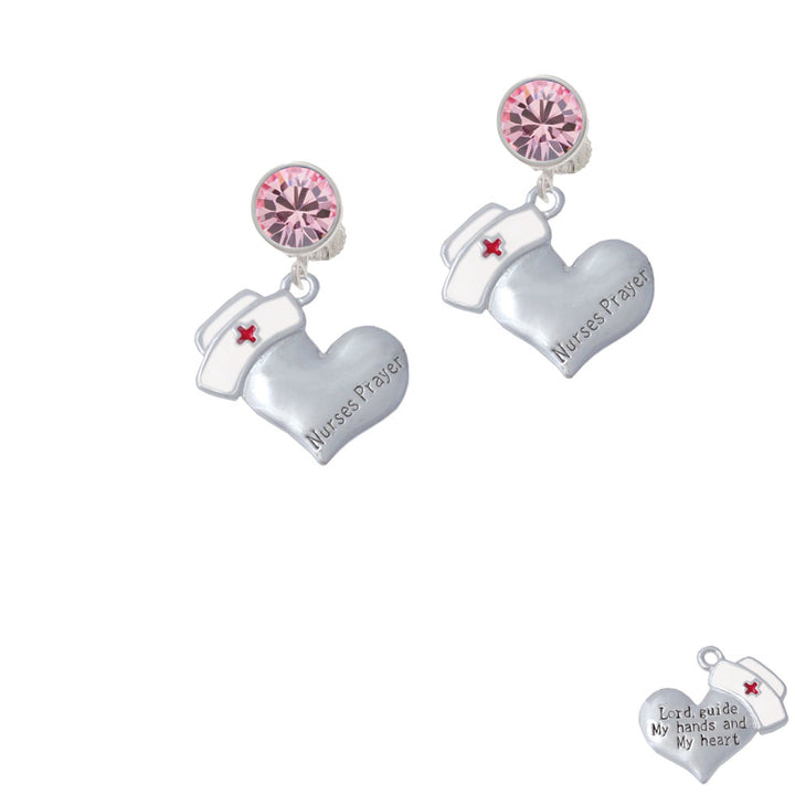 Nurses Prayer Heart - Lord Guide Crystal Clip On Earrings Image 4