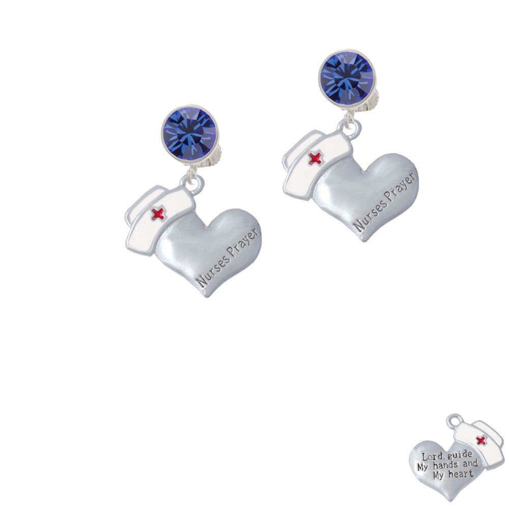 Nurses Prayer Heart - Lord Guide Crystal Clip On Earrings Image 7