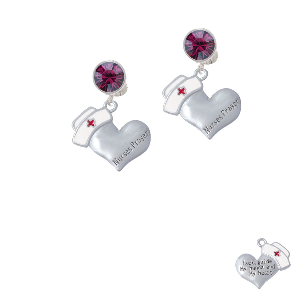 Nurses Prayer Heart - Lord Guide Crystal Clip On Earrings Image 8