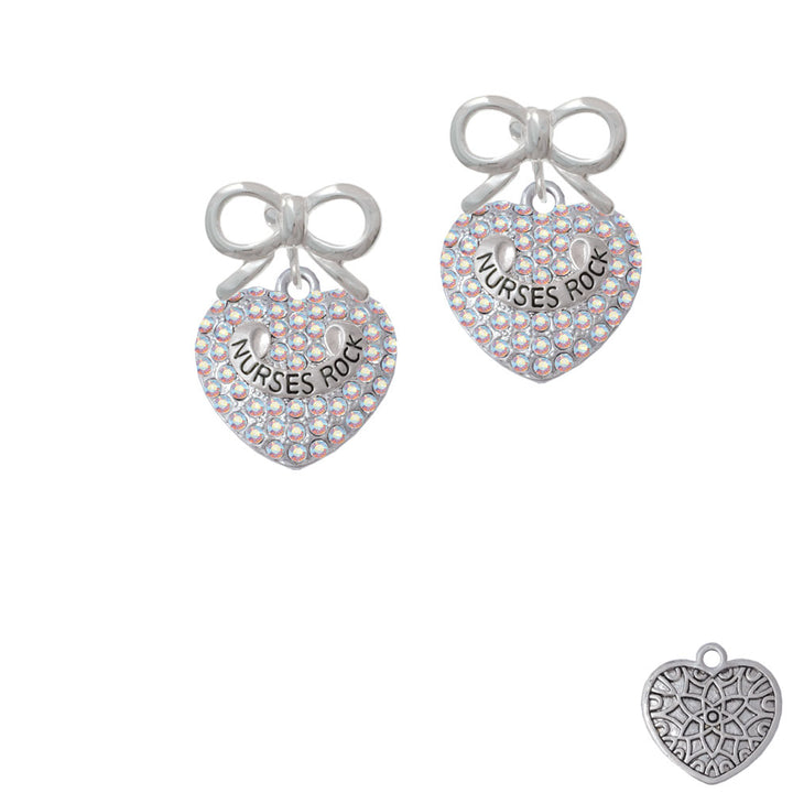 Nurses Rock on AB Crystal Heart Crystal Clip On Earrings Image 9