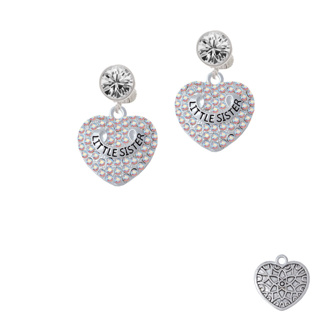 Little Sister on AB Crystal Heart Crystal Clip On Earrings Image 2