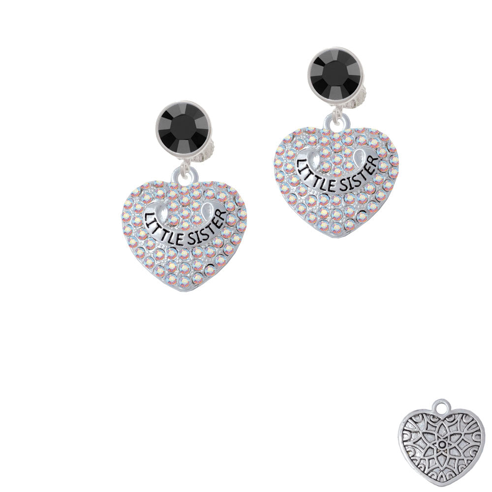 Little Sister on AB Crystal Heart Crystal Clip On Earrings Image 3