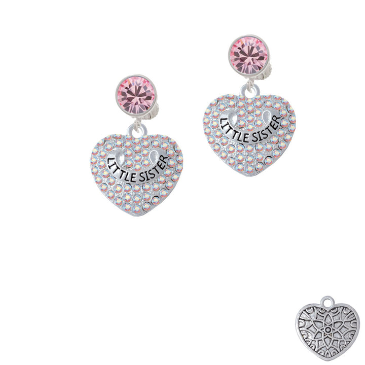 Little Sister on AB Crystal Heart Crystal Clip On Earrings Image 4