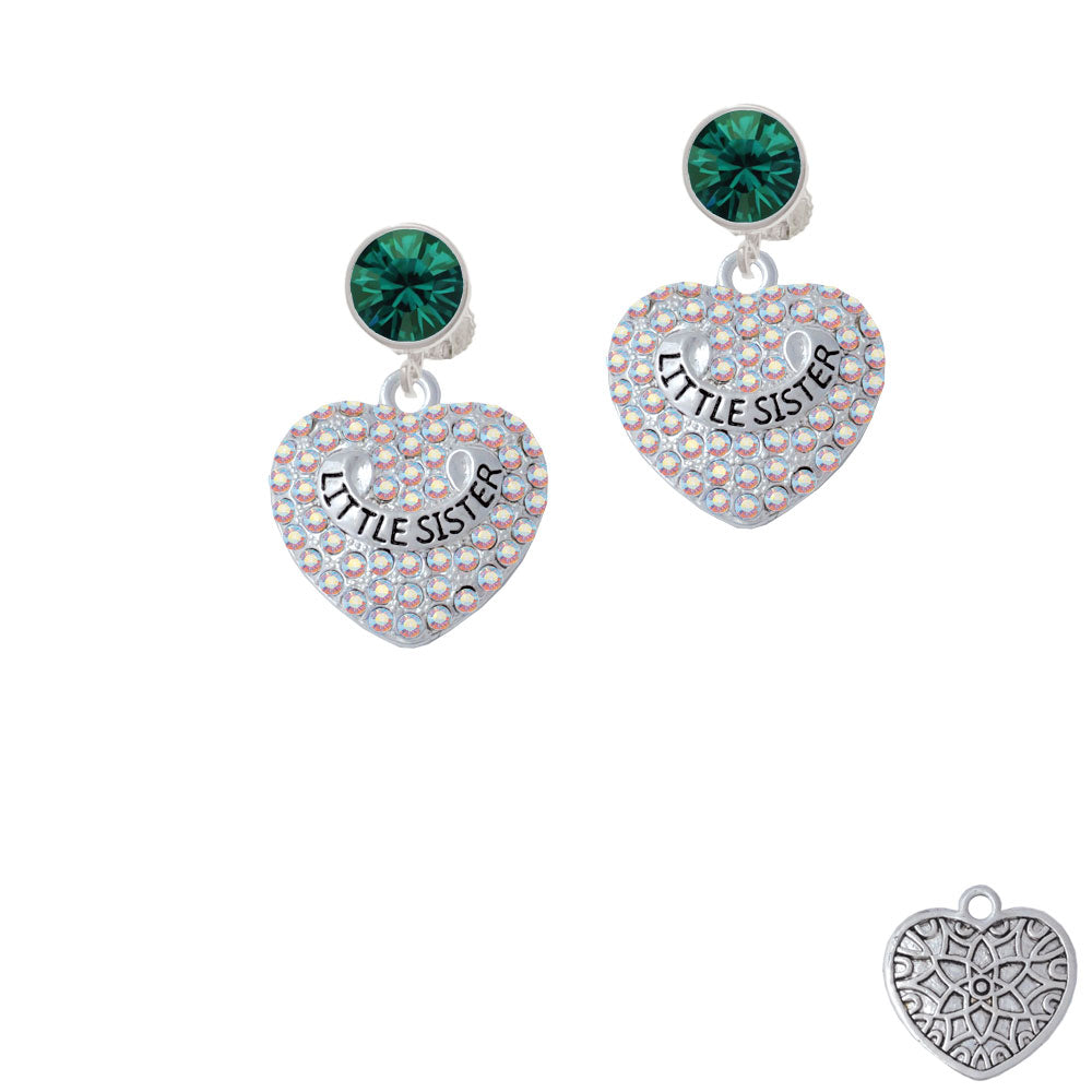 Little Sister on AB Crystal Heart Crystal Clip On Earrings Image 6