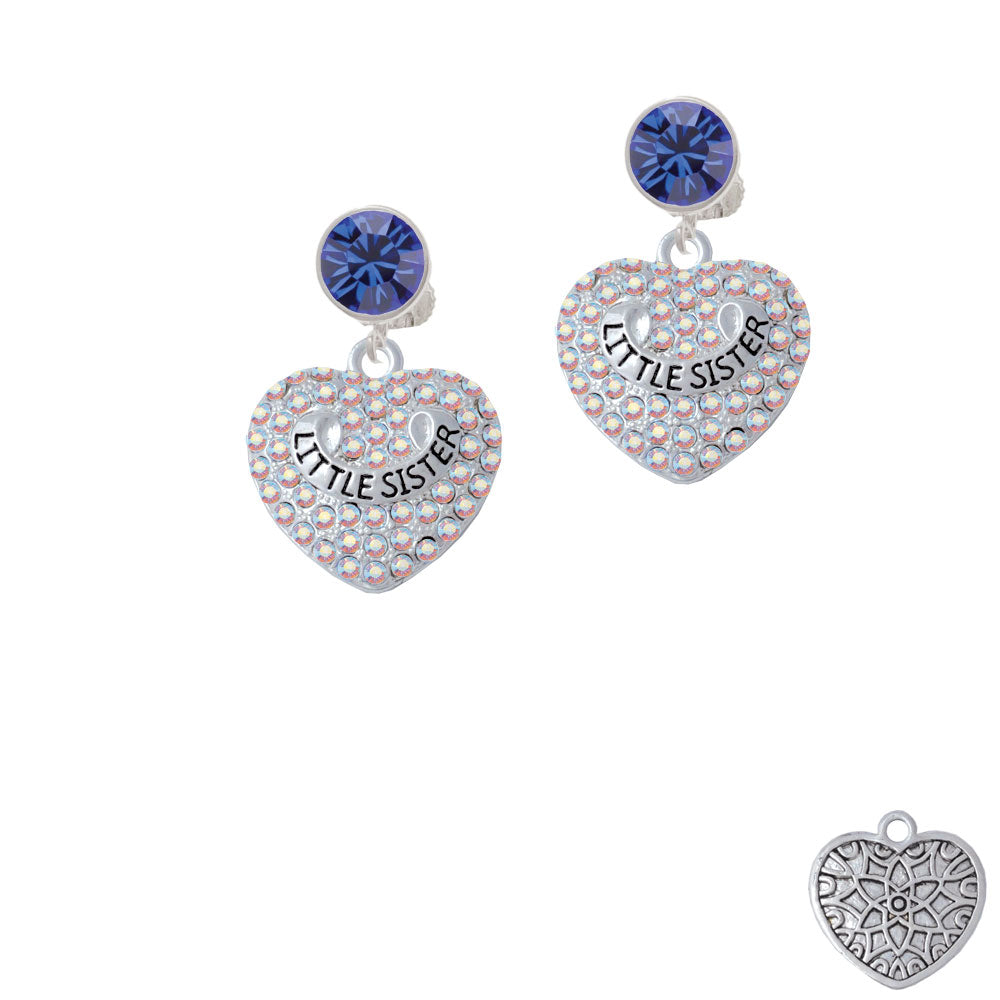 Little Sister on AB Crystal Heart Crystal Clip On Earrings Image 7