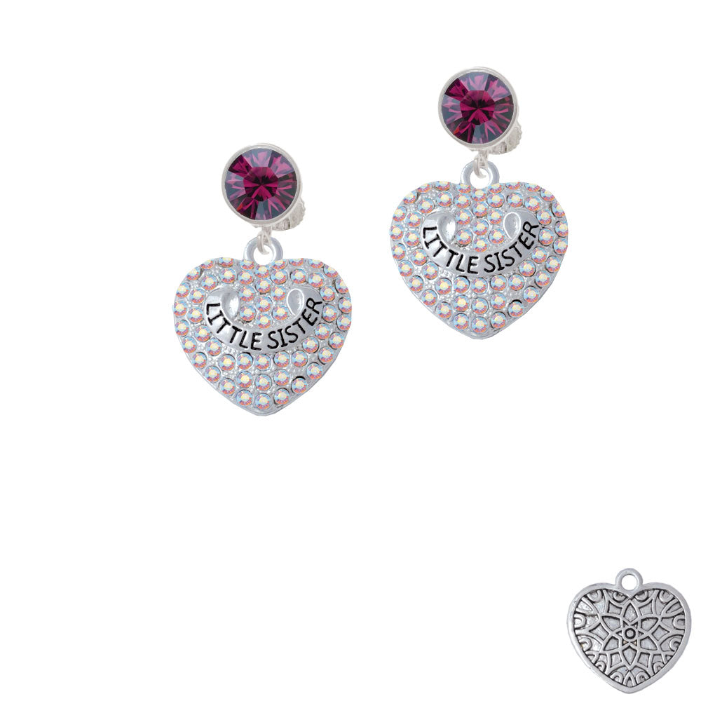 Little Sister on AB Crystal Heart Crystal Clip On Earrings Image 8