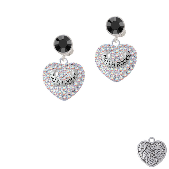 Faith Rocks on AB Crystal Heart Crystal Clip On Earrings Image 3