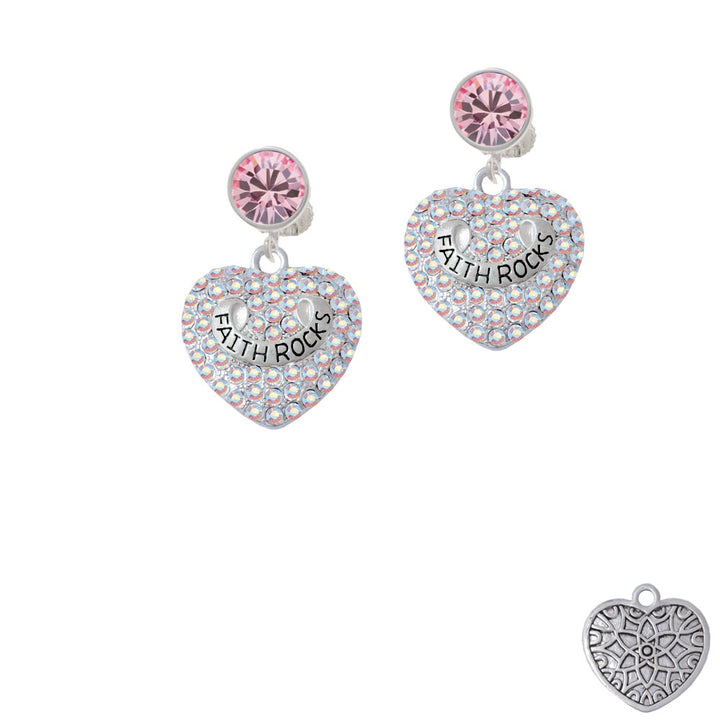 Faith Rocks on AB Crystal Heart Crystal Clip On Earrings Image 4