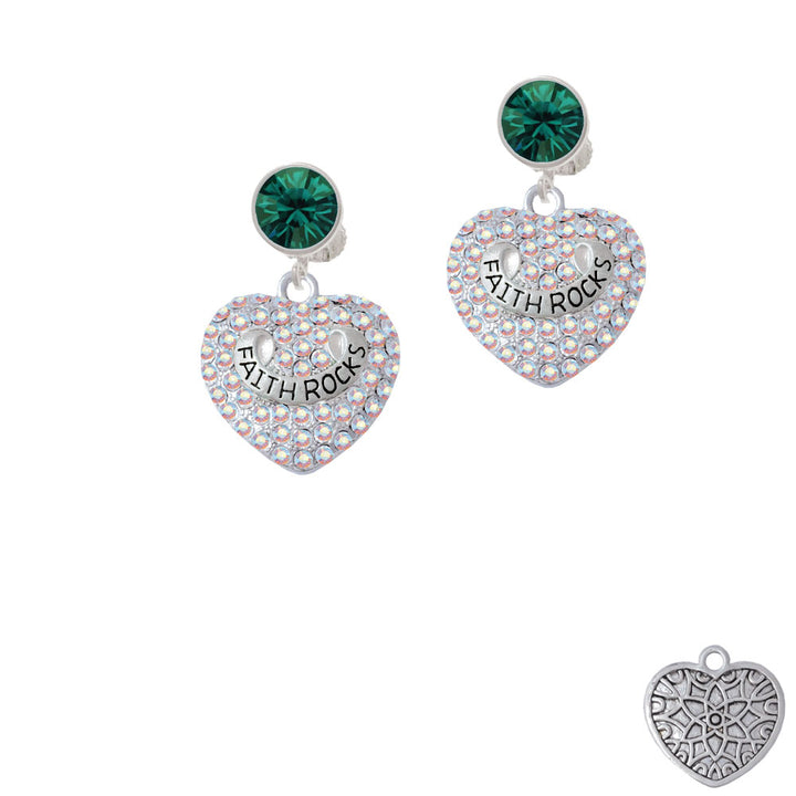 Faith Rocks on AB Crystal Heart Crystal Clip On Earrings Image 6