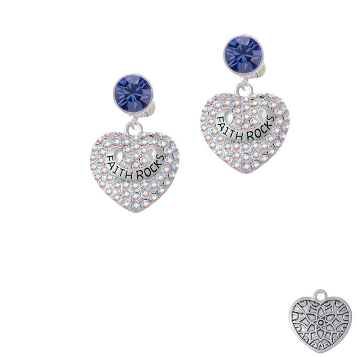 Faith Rocks on AB Crystal Heart Crystal Clip On Earrings Image 7