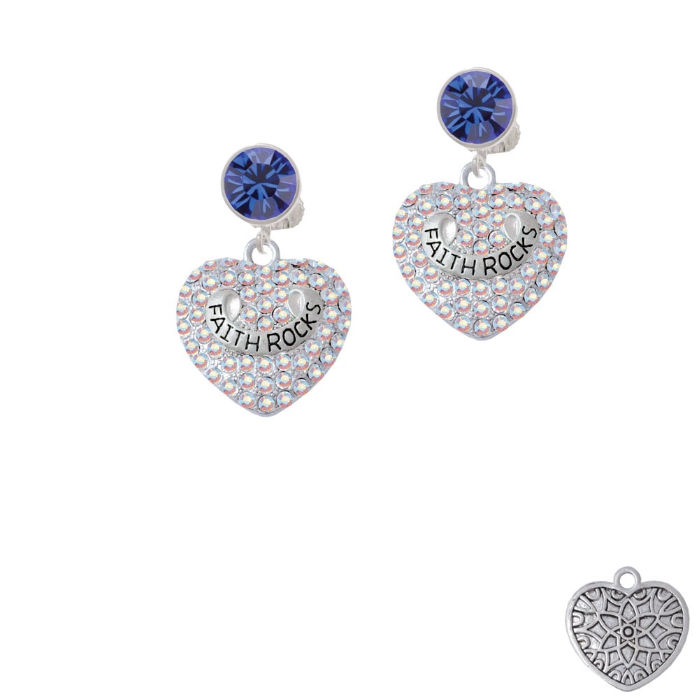 Faith Rocks on AB Crystal Heart Crystal Clip On Earrings Image 1