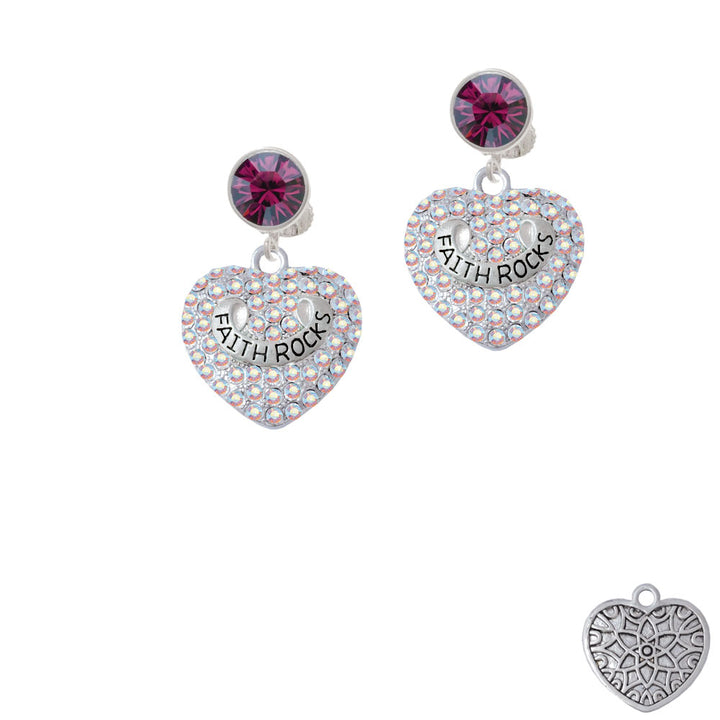 Faith Rocks on AB Crystal Heart Crystal Clip On Earrings Image 8