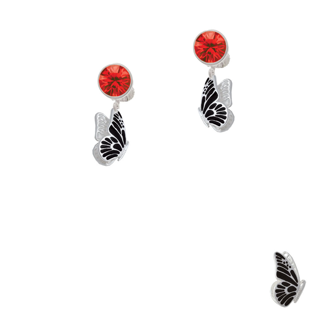 Black Flying Butterfly Crystal Clip On Earrings Image 4