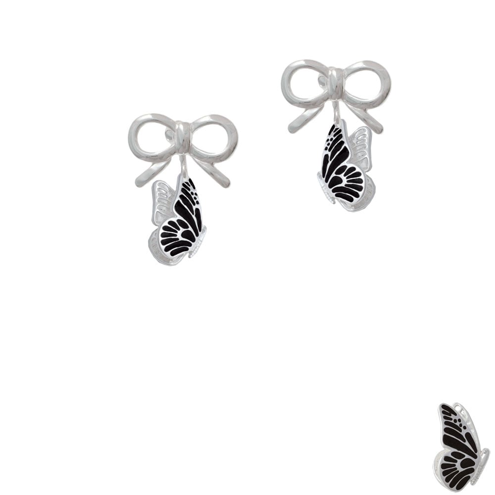 Black Flying Butterfly Crystal Clip On Earrings Image 1