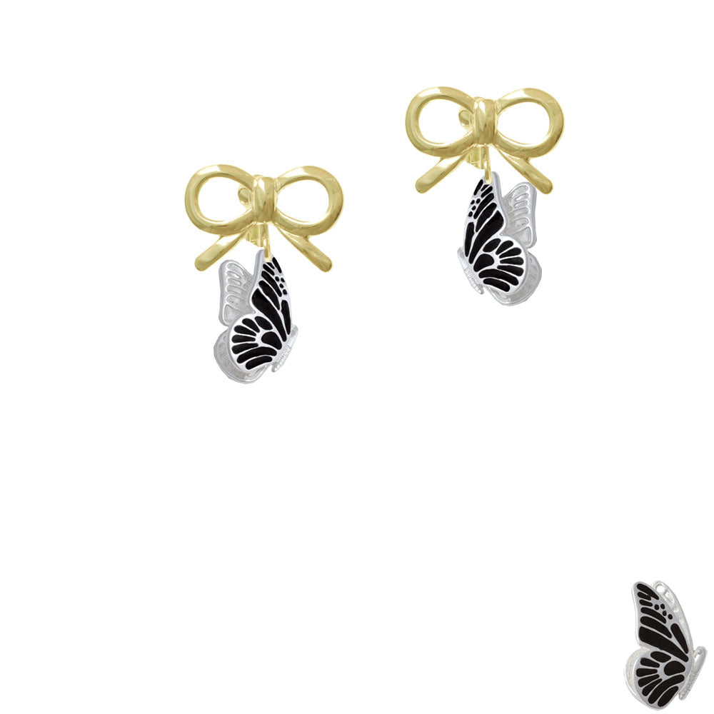 Black Flying Butterfly Crystal Clip On Earrings Image 10