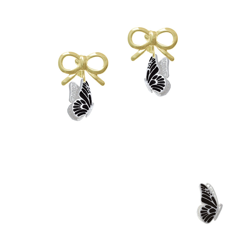 Black Flying Butterfly Crystal Clip On Earrings Image 10