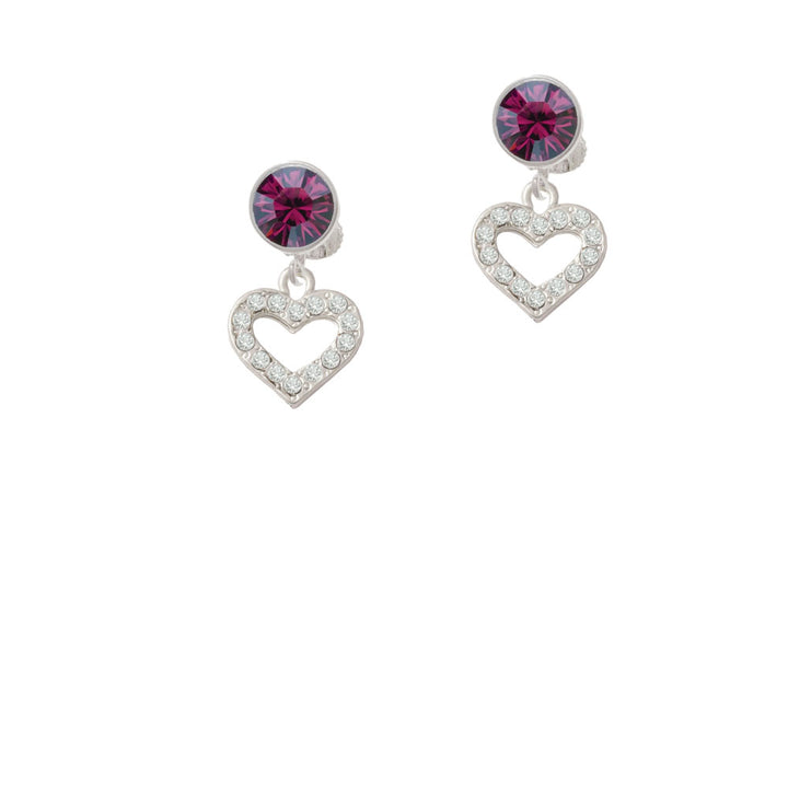 Crystal Open Heart Crystal Clip On Earrings Image 8