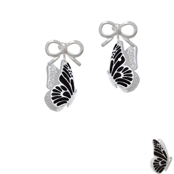 Large Black Flying Butterfly Crystal Clip On Earrings Image 9