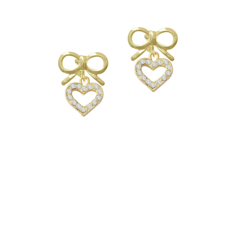 Gold Tone Crystal Open Heart Crystal Clip On Earrings Image 10