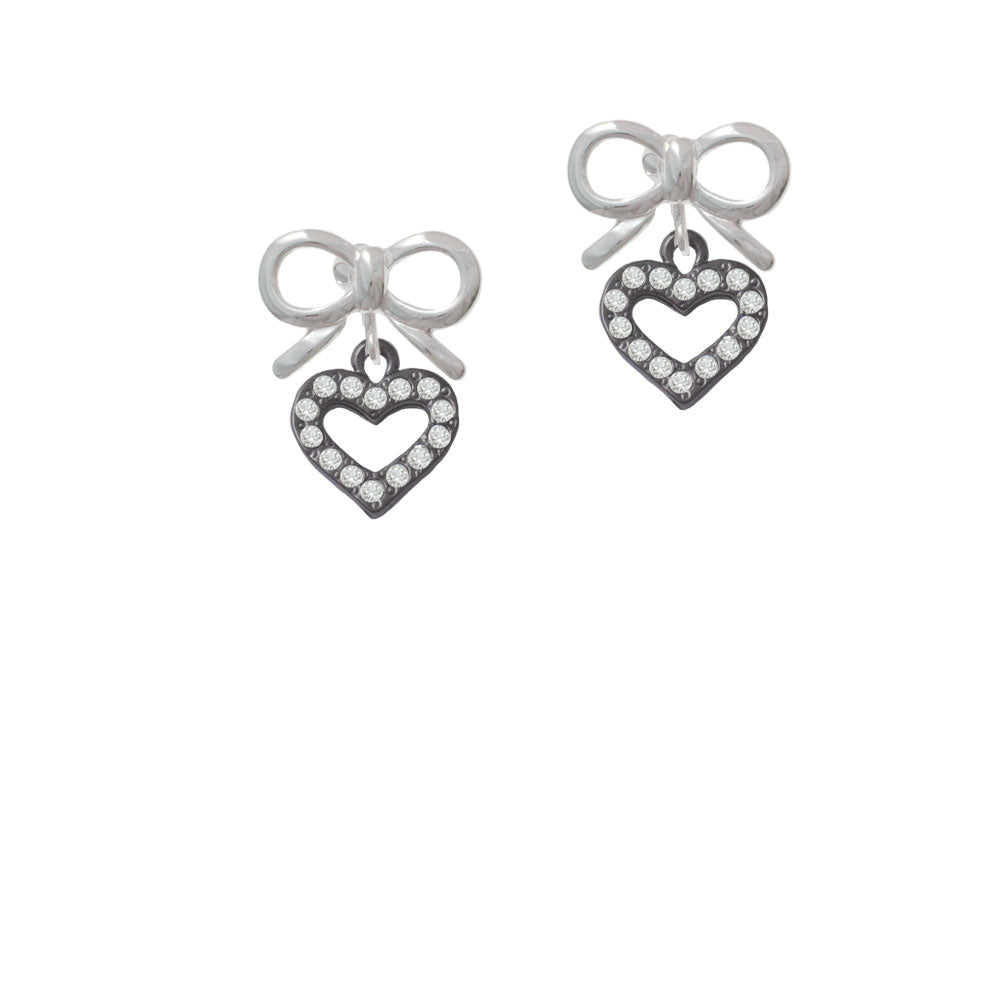 Black Nickel Plated Crystal Open Heart Crystal Clip On Earrings Image 9