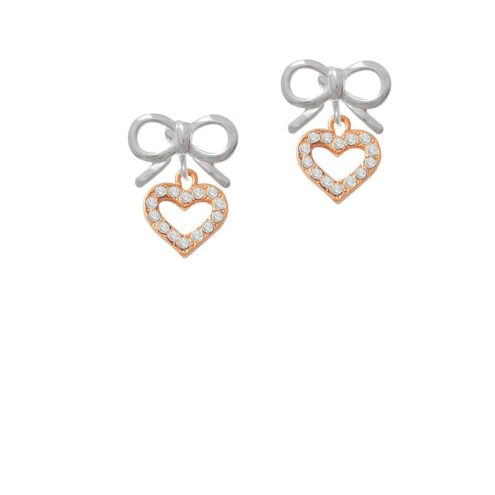 Rose Gold Tone Crystal Open Heart Crystal Clip On Earrings Image 9