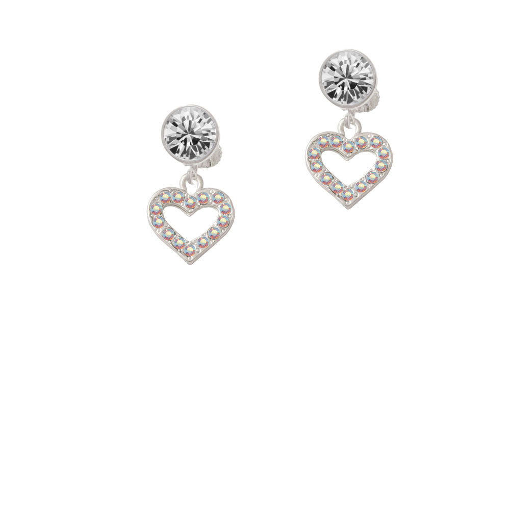 AB Crystal Open Heart Crystal Clip On Earrings Image 2