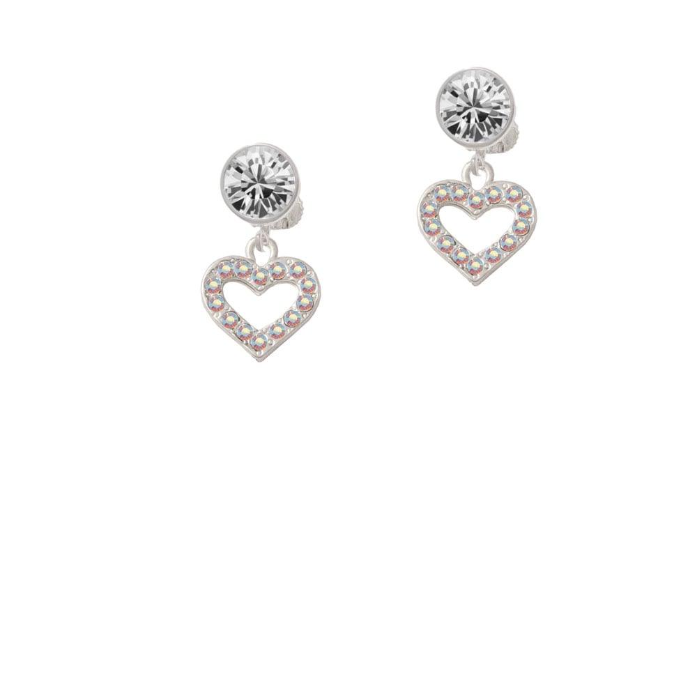 AB Crystal Open Heart Crystal Clip On Earrings Image 1