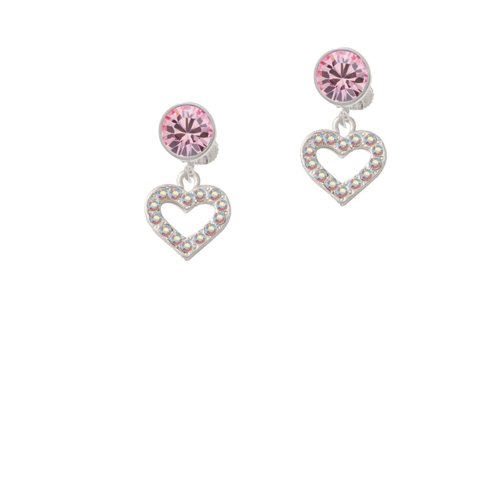 AB Crystal Open Heart Crystal Clip On Earrings Image 1