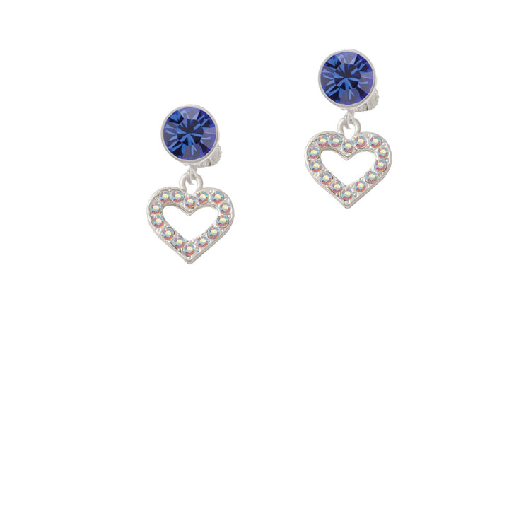 AB Crystal Open Heart Crystal Clip On Earrings Image 7