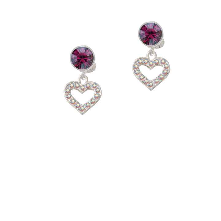 AB Crystal Open Heart Crystal Clip On Earrings Image 8