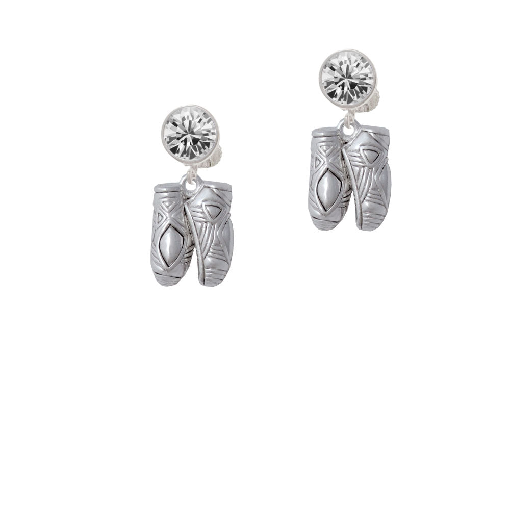 Large Ballet Slippers Crystal Clip On Earrings Image 2