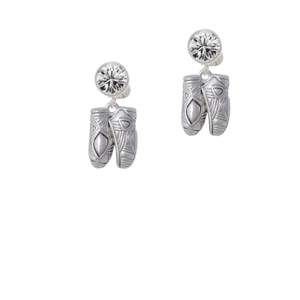 Large Ballet Slippers Crystal Clip On Earrings Image 1