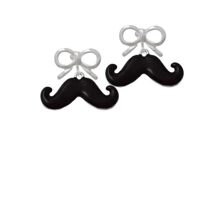 Large Black Enamel Mustache Crystal Clip On Earrings Image 9