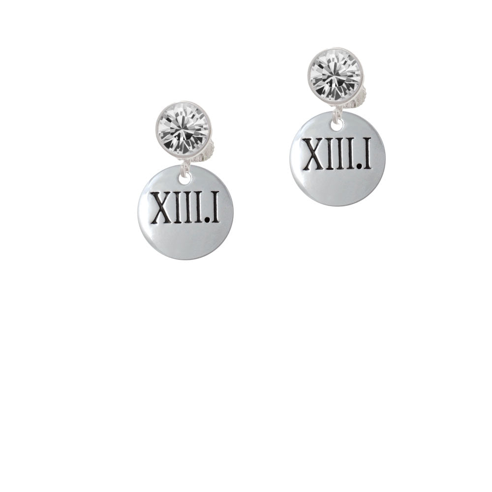 Half Marathon Roman Numeral Crystal Clip On Earrings Image 2