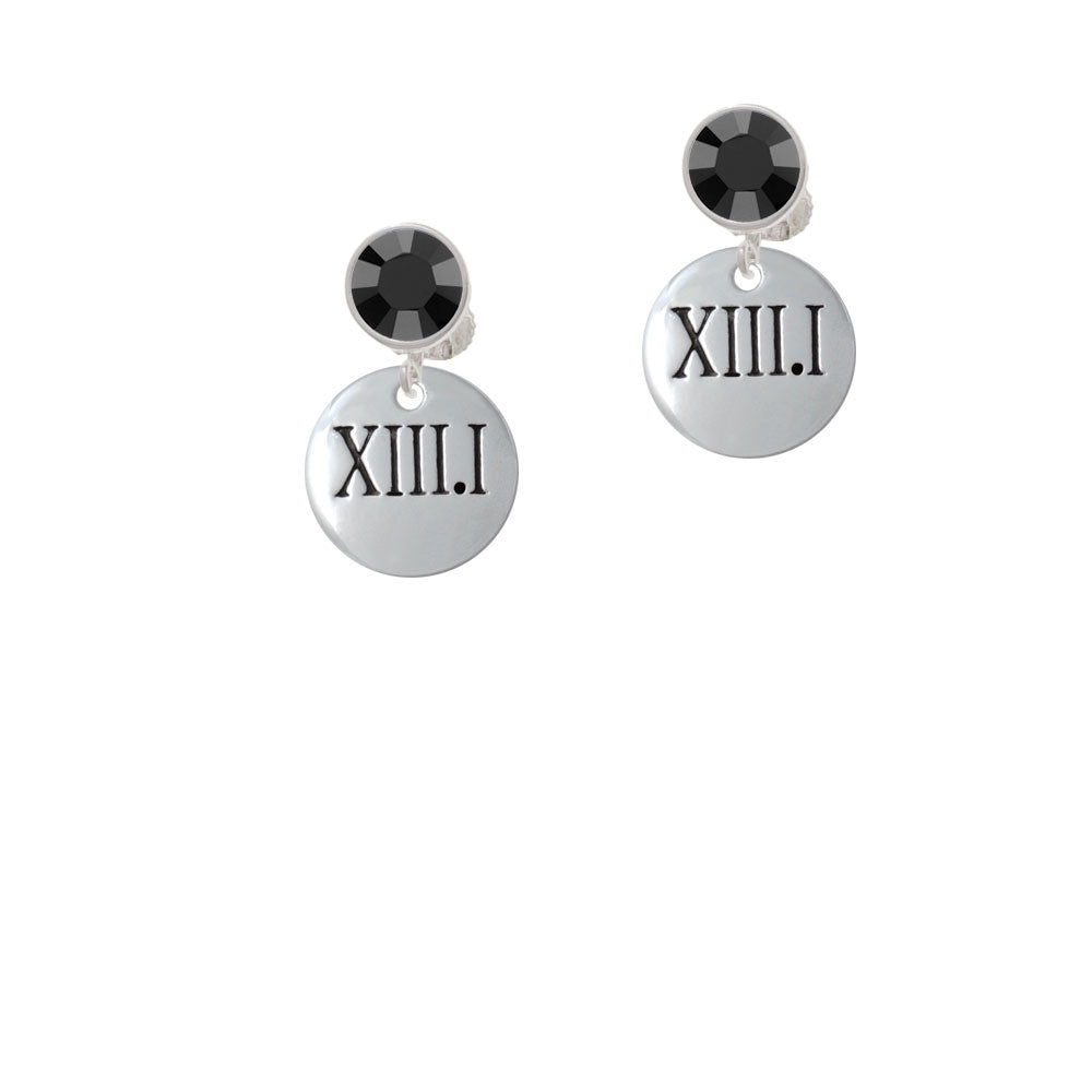 Half Marathon Roman Numeral Crystal Clip On Earrings Image 3